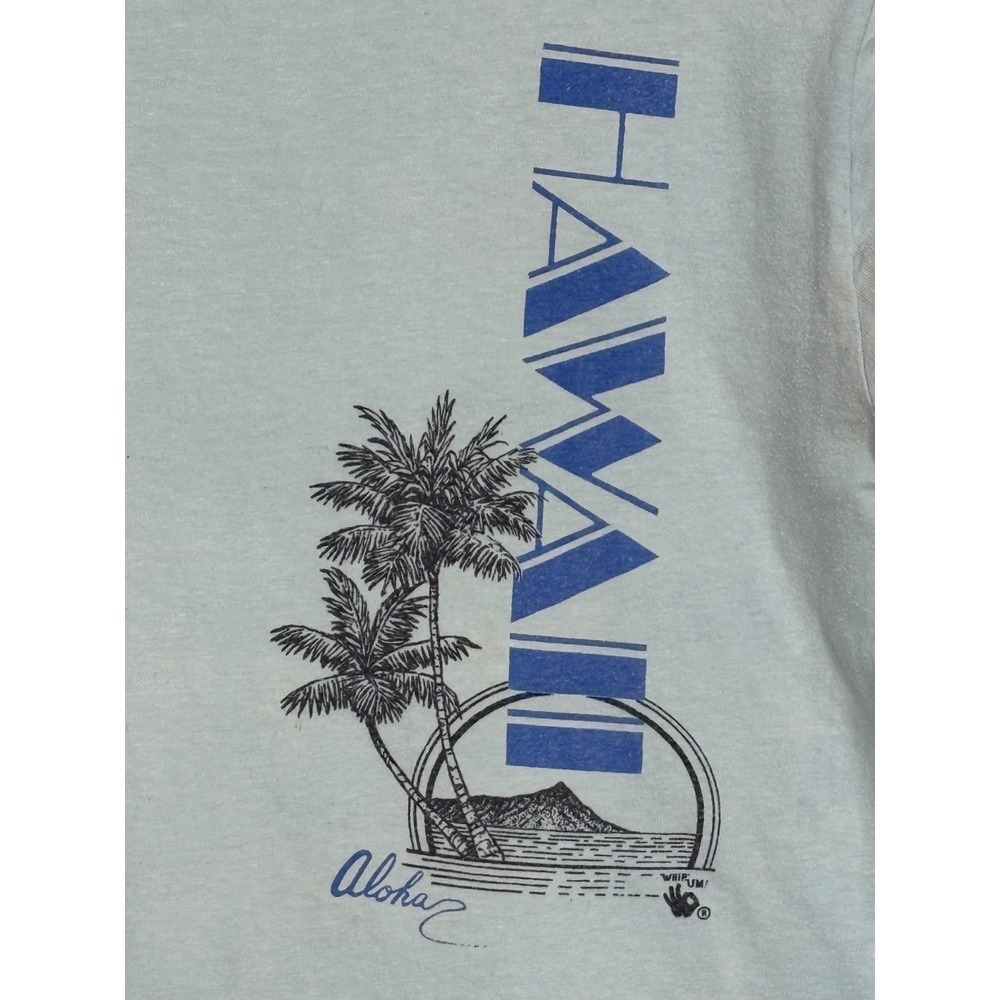 Hawaii Aloha Island Souvenir T-Shirt Mens Blue Palm Tree Medium Vintage Hanes